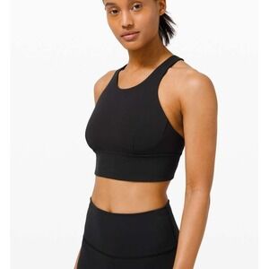 Lululemon Wunder Train Long-Line Bra Medium Support C/D Cups Size 10 Black EUC